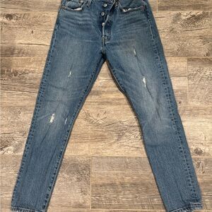Women’s Levi 501 Blue Distressed Jeans